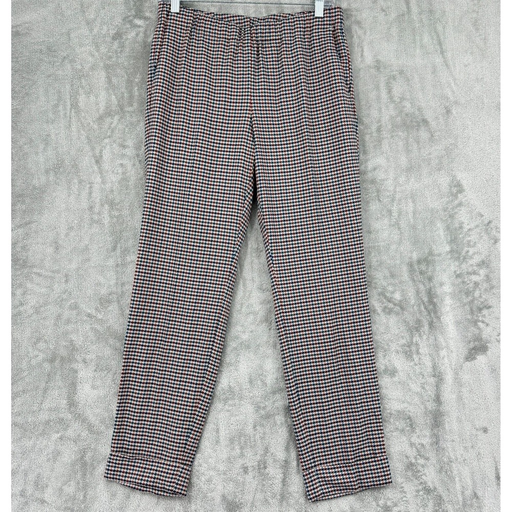 J Jill Pants 10 Houndstooth Preppy Academia Career Pull On‎ Pockets Stretch Knit